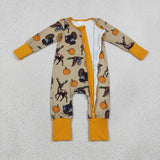 LR3251 baby boys fall pumpkin turkey zipper romper