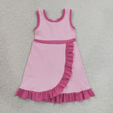 GSD4152 girls pink sleeveless floral dress yoga