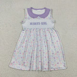 Matching Baby girls mama's girls sleeveless dress romper clothing embroidery