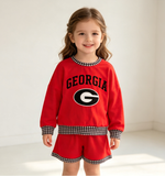 Pre-order GLS0168 girls GEO red long sleeve shorts outfits vinyl