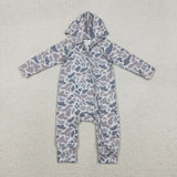 Matching Baby boys camo zipper hooded romper long sleeve