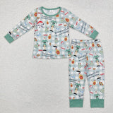 Matching Baby girls Christmas romper & pajamas clothing bamboo