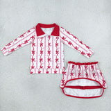 GLD1751 Girls Valentine bow wave zipper long sleeve skirt outfits