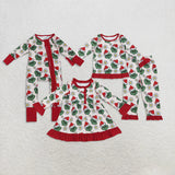 Matching kids Christmas cartoon red green long sleeve clothing