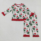 Matching kids Christmas cartoon red green long sleeve clothing