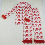 Matching winter Christmas bow clothing  adult kids furry pajamas