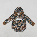 Matching Baby boys  Mama's boy camo romper outfits long sleeves embroidery