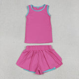 GSSO3526 girls rose sleeveless shorts outfits yoga
