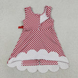 GSD3669 girls red checkered sleeveless bow dress yoga