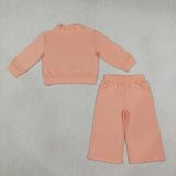 GLP3471 Girls solid orange long sleeve pant outfits cotton