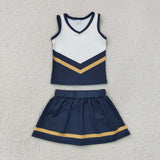 GSD4189 girls team navy white sleeveless skirt outfits yoga
