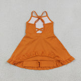 S0780 orange sleeveless baby girls summer swimsuit