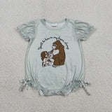 Matching Girls boys girls monkey blue short sleeve checkered romper outfits