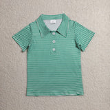 Matching Baby boys stripe button short sleeve top
