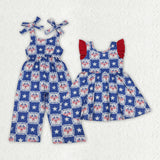 Matching  Baby Girls July Fourth flage clothing