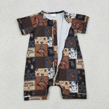 SR3545 baby boys RODEO short sleeve zipper romper