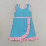GSD4130 girls pink blue sleeveless floral dress yoga