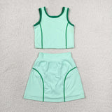 Matching Baby girls sleeveless solid skirt outfits yoga