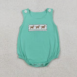Matching  Baby boys girls dog green clothing embroidery