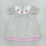 Matching girls fall pumpkin plaid long sleeves clothing smocked