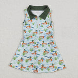 GSD1835 baby Girls sleeveless yoga green duck zipper Dress