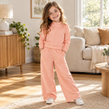 GLP3471 Girls solid orange long sleeve pant outfits cotton