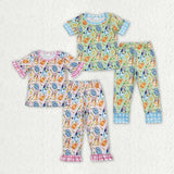Matching Easter cartoon short sleeve boys girls pajamas