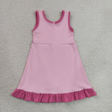 GSD4152 girls pink sleeveless floral dress yoga