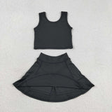 GSD1982 baby girls black sleeveless dress outfits Yoga
