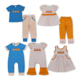 Matching Boys girls  pumpkin clothing embroidery