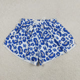 SS0802 Adult women blue UK leopard Shorts yoga