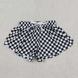 SS0865 baby girls checkered black shorts yoga