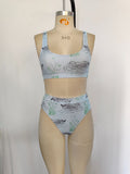 Green duck two pieces adult women summer swimsuit