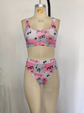 Pink plaid floral singer adult women summer swimsuit