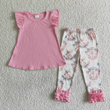 5.5 Pink cotton tunic icing ruffle leggings girls easter clothes
