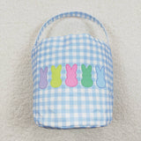 BA0161--- Easter blue plaid basket bag