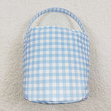 BA0161--- Easter blue plaid basket bag