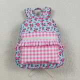USA BA0217--floral and pink plaid backpack 10*13.9*4 inches