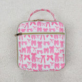 BA0284 pink bow zipper handbag