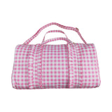 BA0302 pink plaid women duffel bag