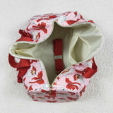 BA0306 Christmas Santa Claus red floral Duffle blue Bag 18.5x11.2x7.9 inches
