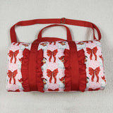 BA0306 Christmas Santa Claus red floral Duffle blue Bag 18.5x11.2x7.9 inches