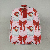BA0306 Christmas Santa Claus red floral Duffle blue Bag 18.5x11.2x7.9 inches