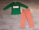 Sample BLP1288 baby boys Christmas Santa Claus green red outfits embroidery
