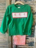 Sample BLP1288 baby boys Christmas Santa Claus green red outfits embroidery