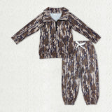 Matching Baby Boys camo long Sleeve Pants zipper outfits Sets