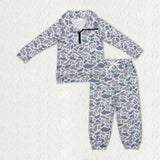 Matching Baby Boys camo long Sleeve Pants zipper outfits Sets