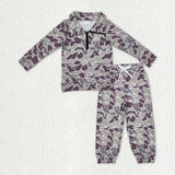 Matching Baby Boys camo long Sleeve Pants zipper outfits Sets