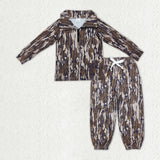 Matching Baby Boys camo long Sleeve Pants zipper outfits Sets