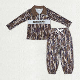 Matching Baby Boys camo long Sleeve Pants zipper outfits Sets